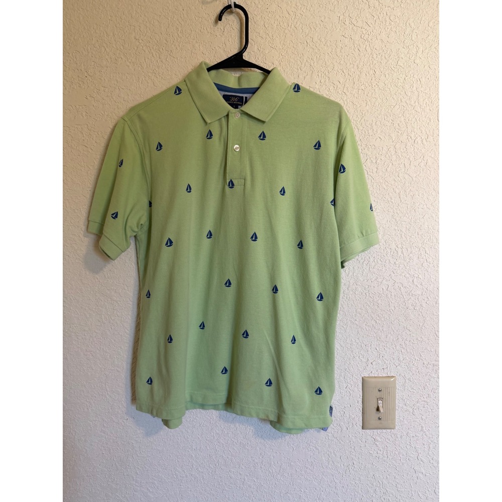 Brooks Brothers 346 Mens Small Green‎ Sailboat Embroidered Pique Polo Shirt